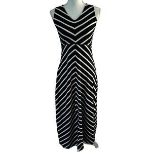Talbots Size SP Small Petite Striped Jersey Knit Maxi Dress Sleeveless